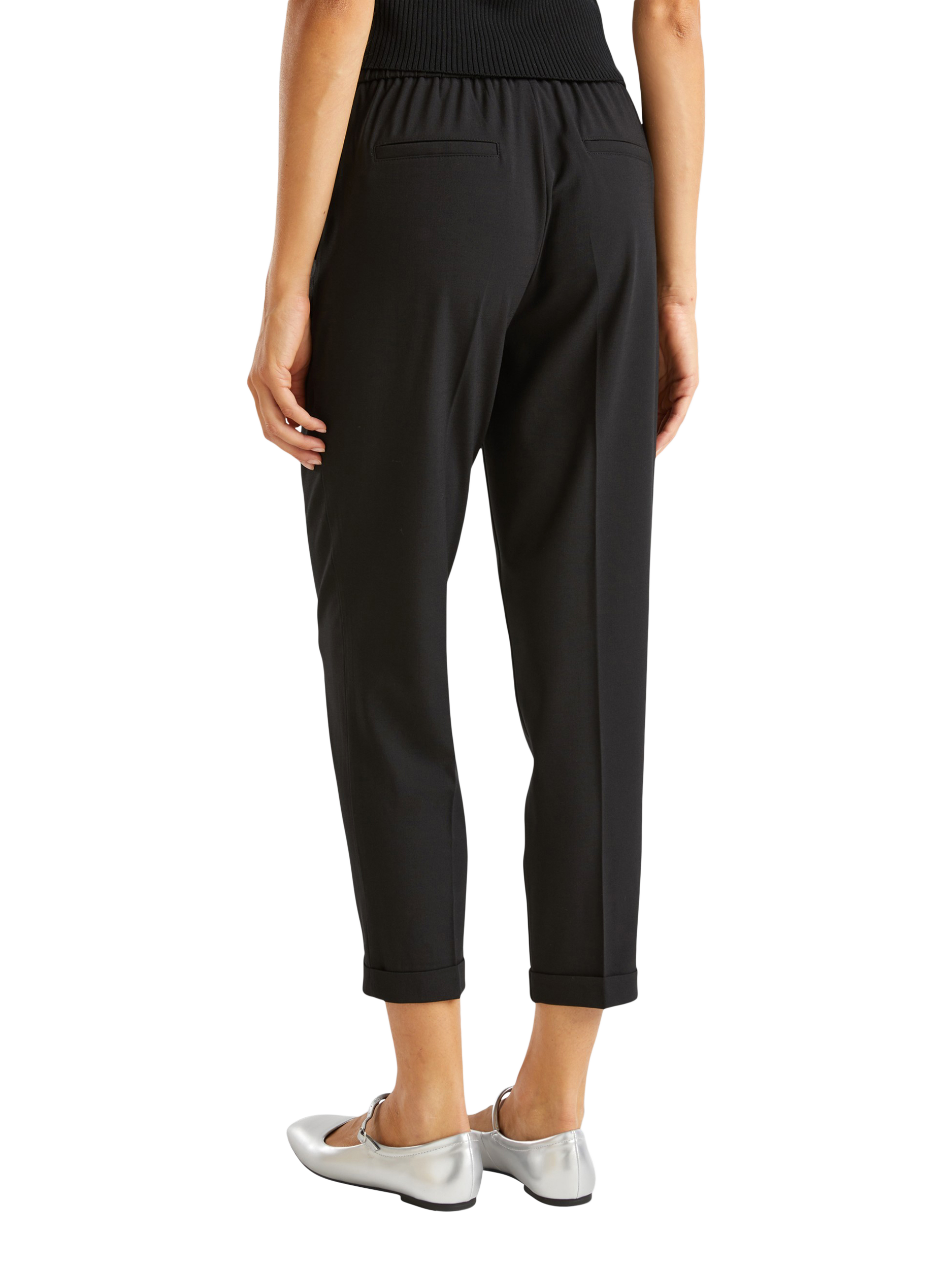 Product image 2 of 5, which shows Benetton Ankle Length Tailored Cigarette Trousers, Black, XS