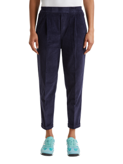 Benetton Cropped Velvet Stretch Corduroy Trousers, Blue