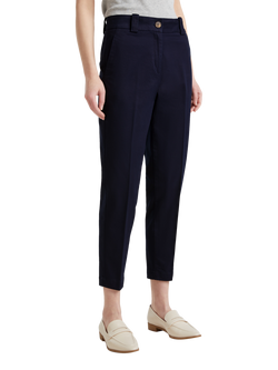 Benetton Cotton Blend Cropped Tapered Chinos, Blue