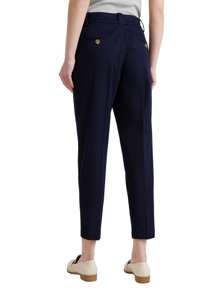 Benetton Cotton Blend Cropped Tapered Chinos - view 2, Blue