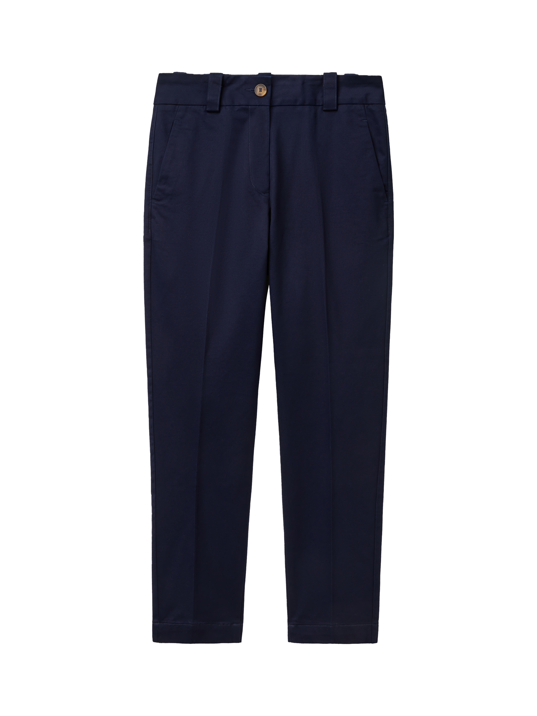 Product image 4 of 5, which shows Benetton Cotton Blend Cropped Tapered Chinos, Blue, 6