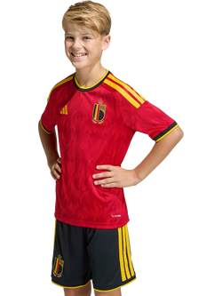 adidas Kids' Belgium 26 Home Football Shirt, Red/Bold Gold, Red/Bold Gold