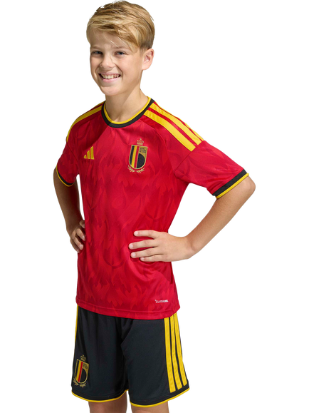 adidas Kids' Belgium 26 Home Football Shirt, Red/Bold Gold, Red/Bold Gold