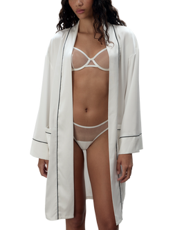 Bluebella Lydia Knee Length Satin Kimono Robe, White