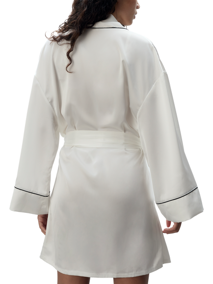 Bluebella Lydia Knee Length Satin Kimono Robe - view 2, White