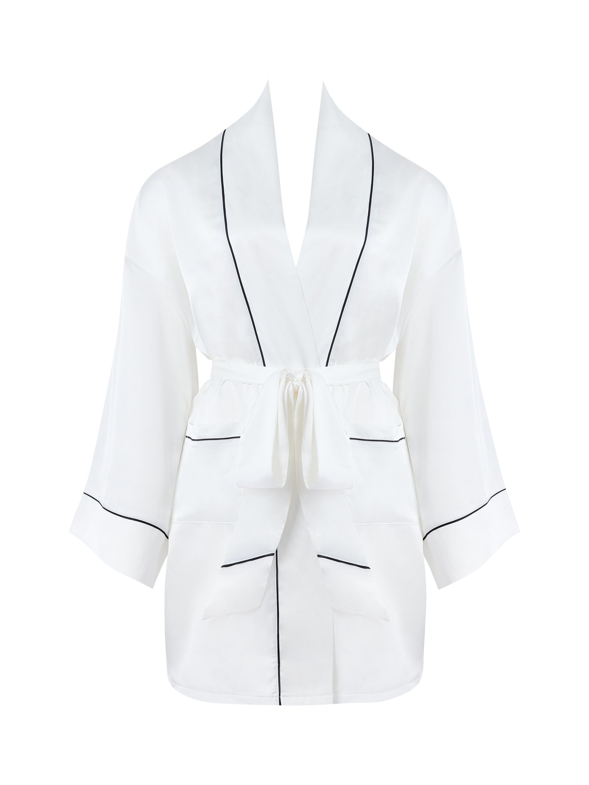 Product image 5 of 5, which shows Bluebella Lydia Knee Length Satin Kimono Robe , White, 10