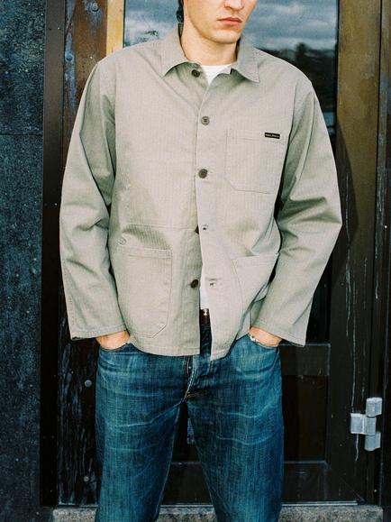Nudie Jeans Buddy Herringbone Jacket, Pale Green
