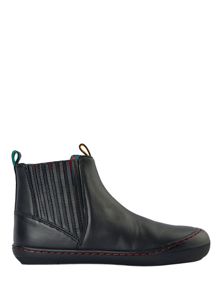 Frugi Kids' Lake Easy On Leather Ankle Boots, Black/ Magic Stars, Black/ Magic Stars