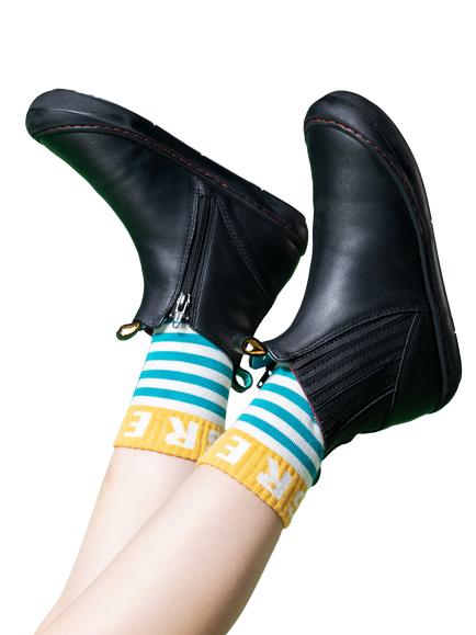 Frugi Kids' Lake Easy On Leather Ankle Boots, Black/ Magic Stars - view 2, Black/ Magic Stars