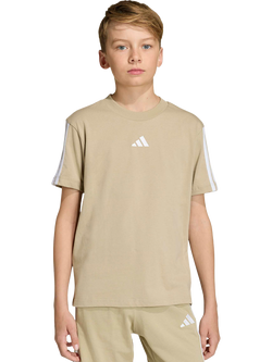 adidas Kids' Essentials Short Sleeved T-Shirt, Beige/White, Beige/White