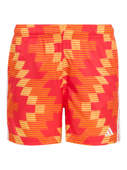 adidas Kids' Football Graphic Swim Shorts, Pure Orange/White, Pure Orange/White