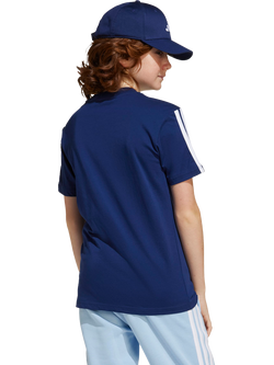 adidas Kids' Classic 3-Stripes T-Shirt, Dark Blue/White - view 2, Dark Blue/White