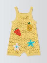 John Lewis Baby Crochet Romper, Yellow