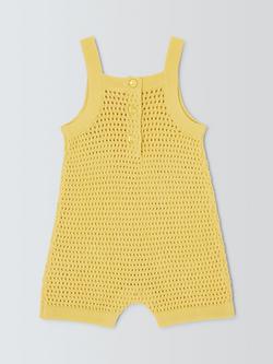 John Lewis Baby Crochet Romper, Yellow - view 2, Yellow