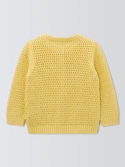 John Lewis Baby Crochet Cardigan, Yellow - view 2, Yellow