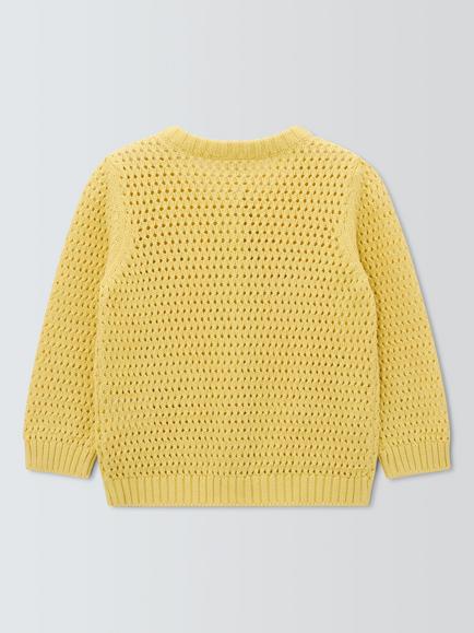 John Lewis Baby Crochet Cardigan, Yellow - view 2, Yellow