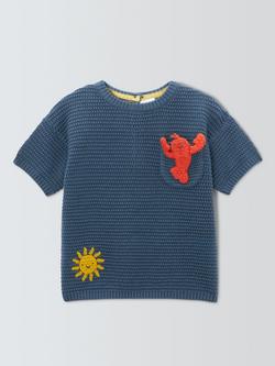 John Lewis Baby Lobster Crochet Top, Blue, Blue