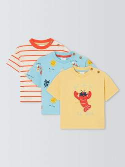 John Lewis Baby Lobster Mix T-Shirts, Pack of 3, Multi, Multi