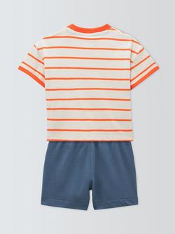 John Lewis Baby Lobert Lemon Stripe T-Shirt & Shorts Set, Yellow - view 2, Yellow