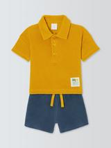 John Lewis Baby Towelling Polo Shirt & Shorts Set, Multi