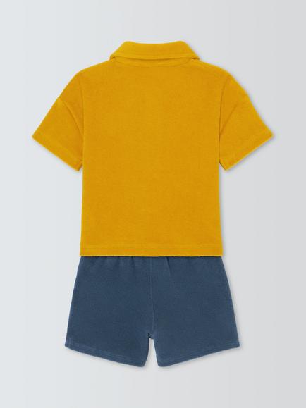 John Lewis Baby Towelling Polo Shirt & Shorts Set, Multi - view 2, Multi
