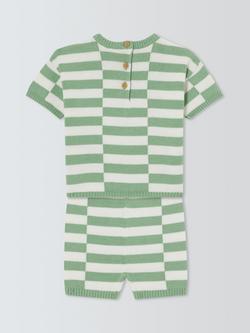 John Lewis Baby Stripe Knitted T-Shirt & Shorts Set, Multi - view 2, Multi