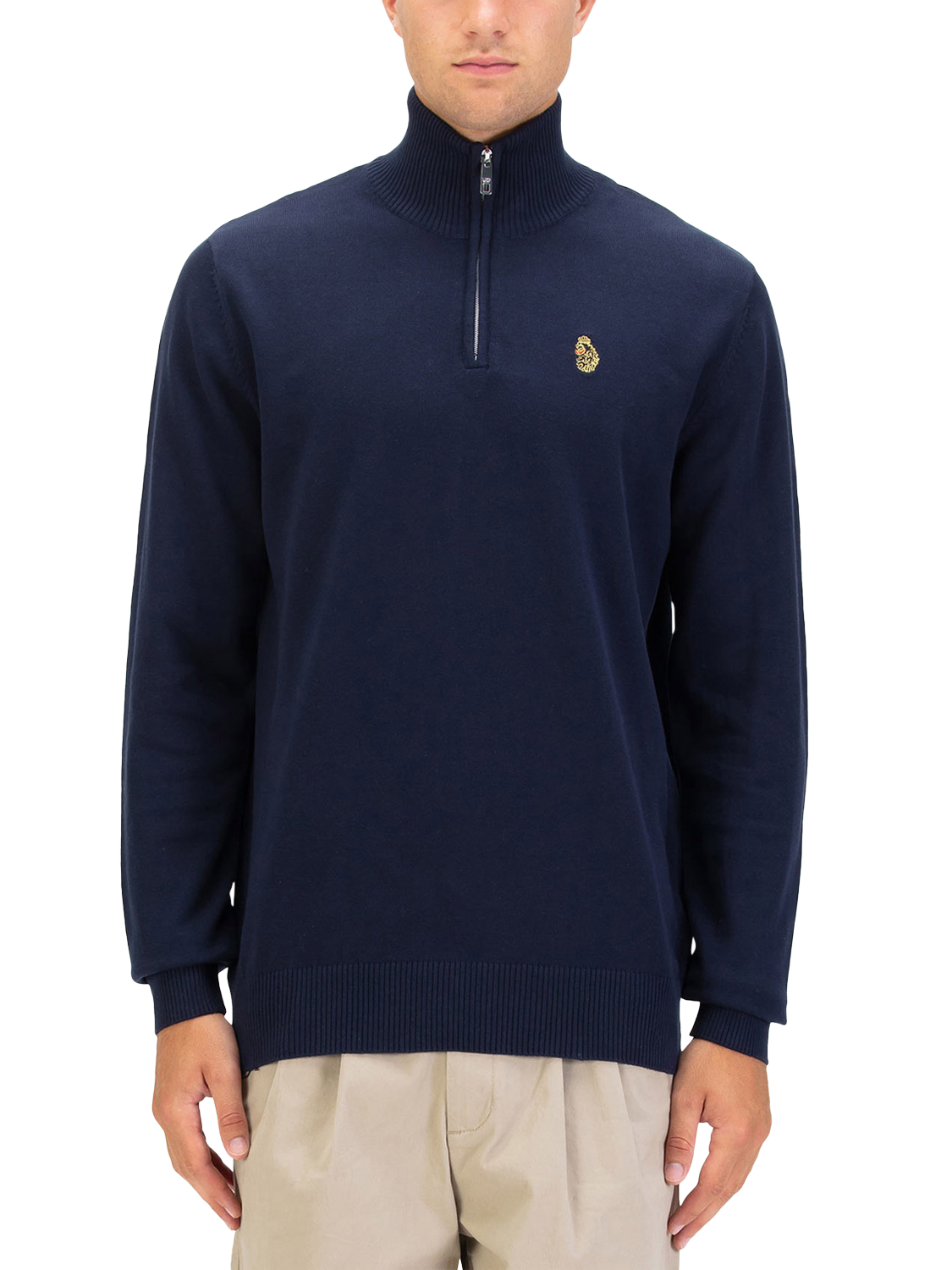 Product image 1 of 6, which shows LUKE 1977 Pretender Half Zip Cotton Jumper, Dark Navy, S