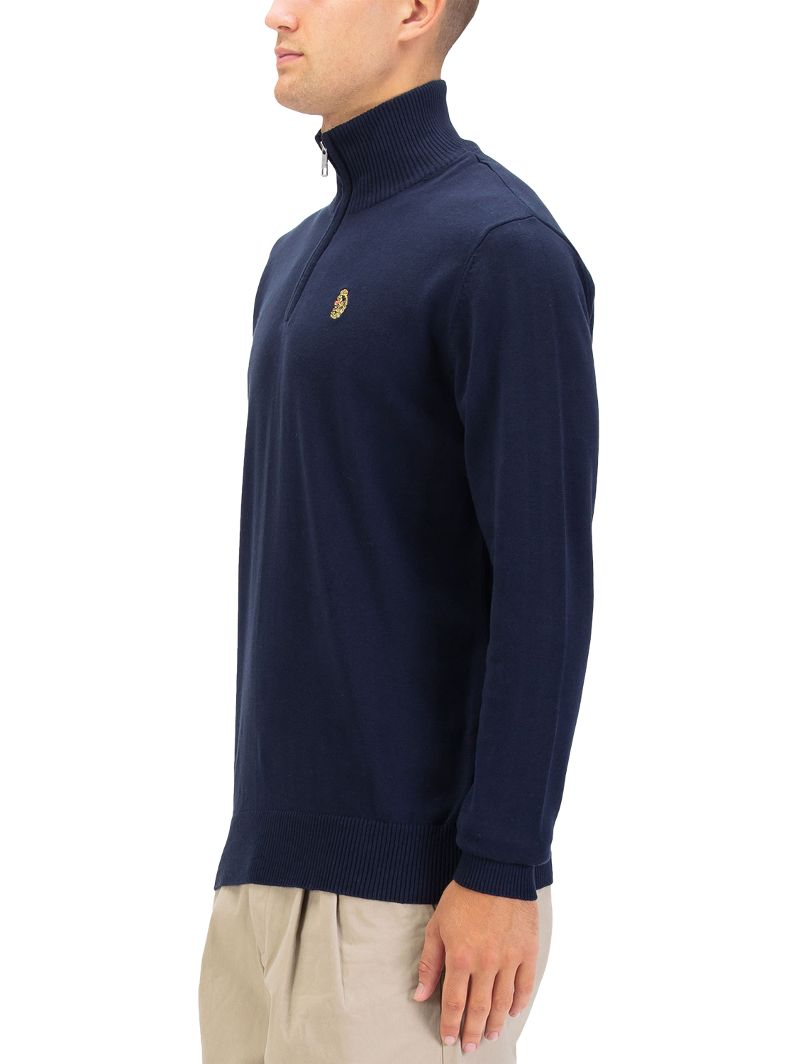 Product image 3 of 6, which shows LUKE 1977 Pretender Half Zip Cotton Jumper, Dark Navy, S