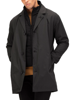 LUKE 1977 HatTrick Quilted Internal Gilet Overcoat, Black, Black