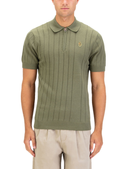 LUKE 1977 Rib Eye Half Zip Cotton Polo Shirt, Clover
