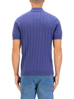 LUKE 1977 Rib Eye Half Zip Cotton Polo Shirt - view 2, Future Dusk