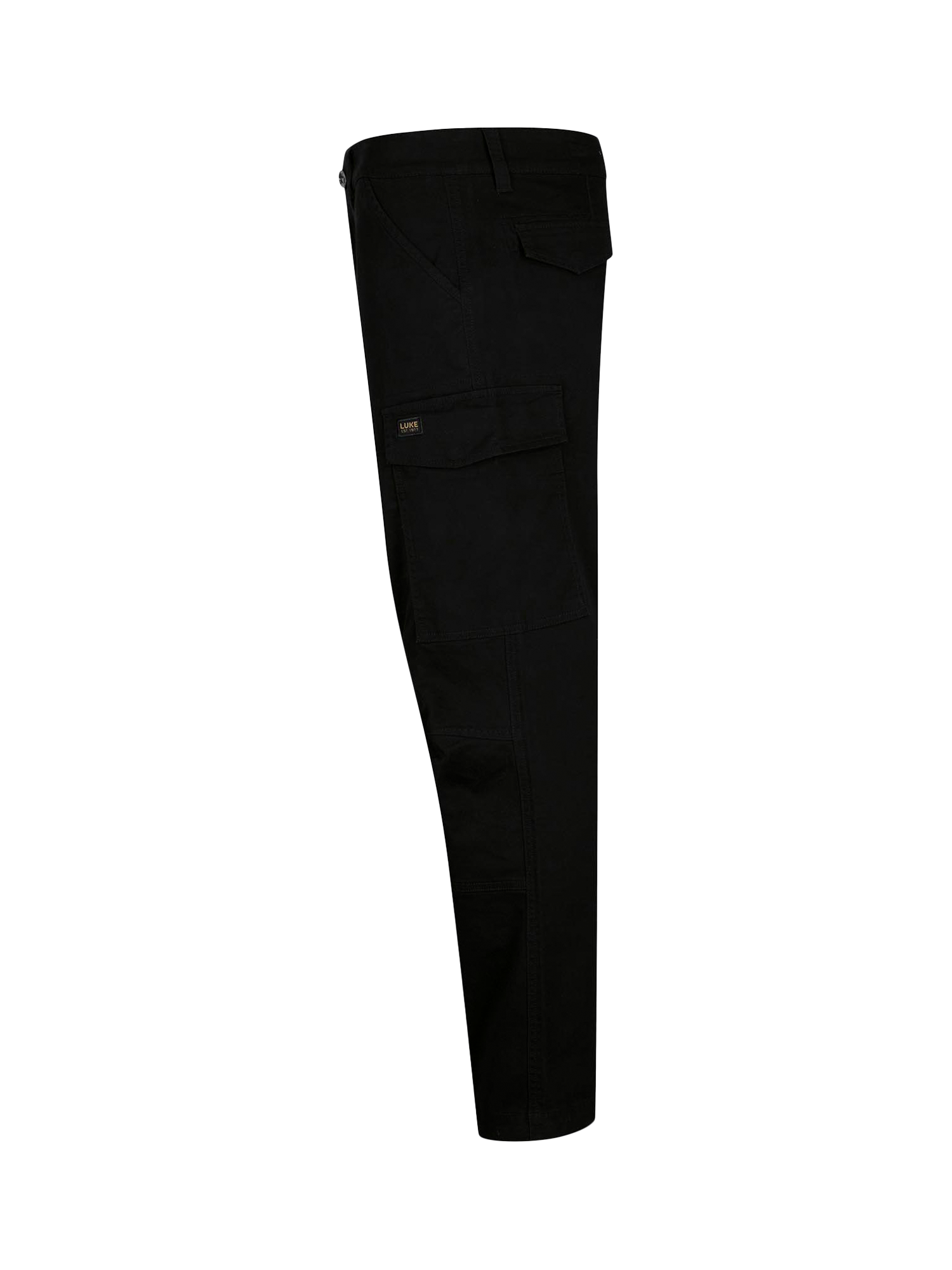 Product image 6 of 7, which shows LUKE 1977 Relaxed Panama Cargo Trousers, Black, 28R