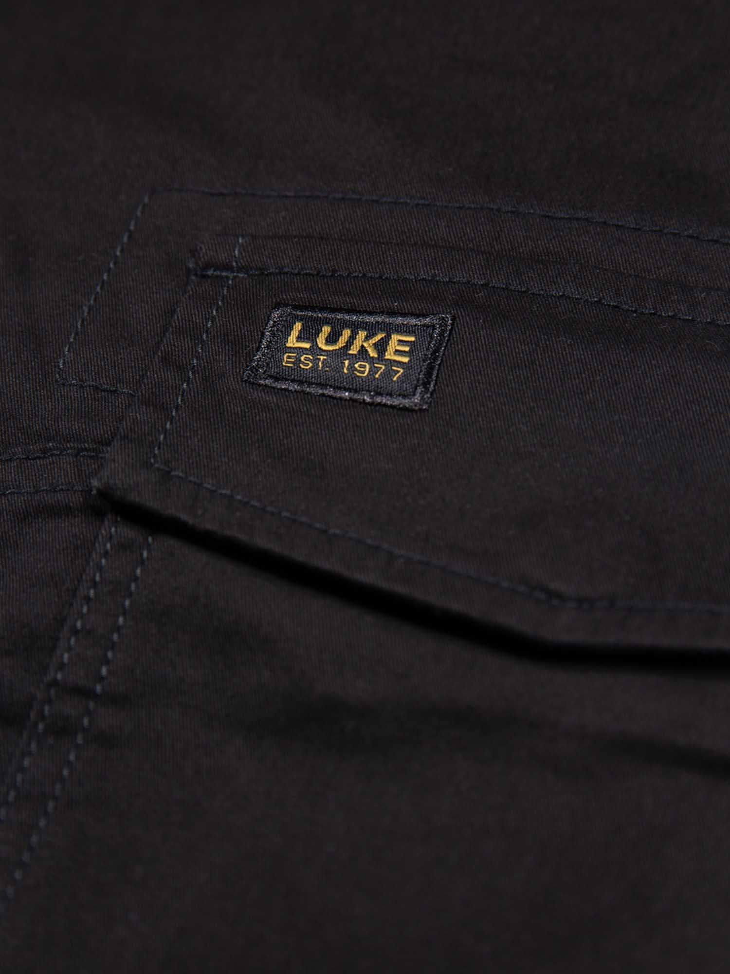 Product image 7 of 7, which shows LUKE 1977 Relaxed Panama Cargo Trousers, Black, 28R