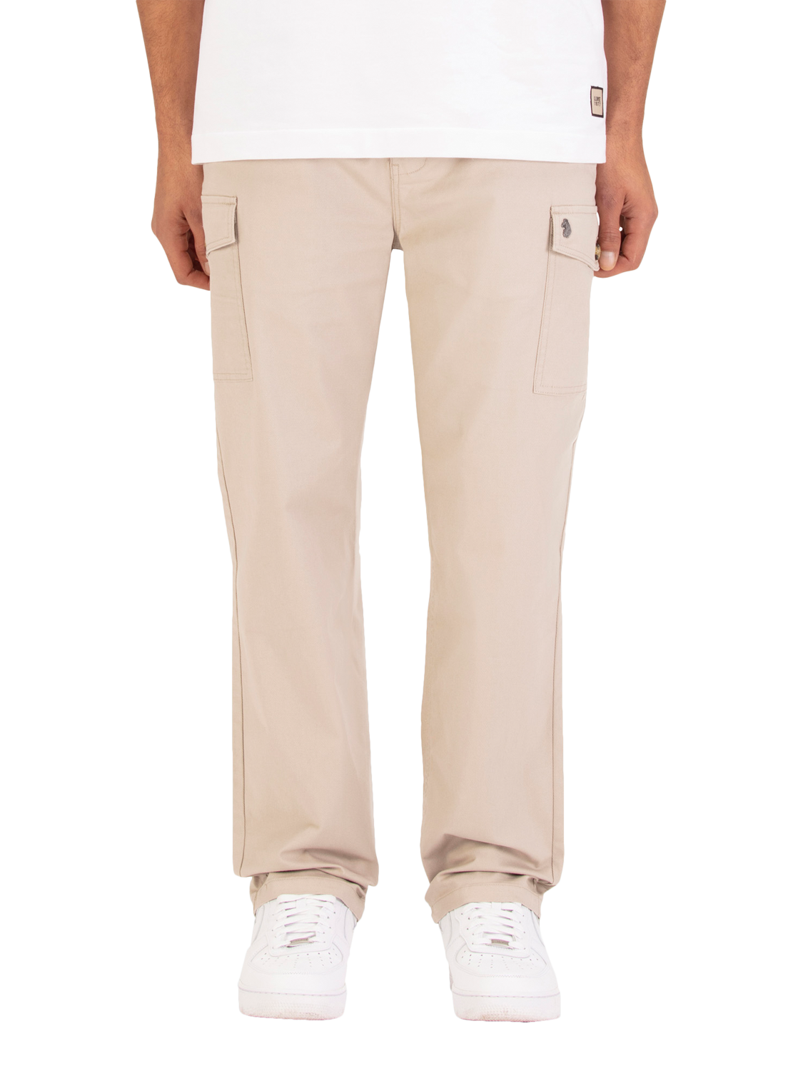 Product image 1 of 7, which shows LUKE 1977 Relaxed Future Cargo Trousers, Stone, S