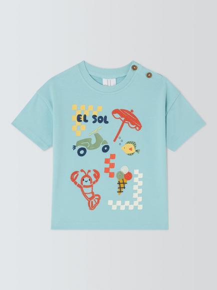 John Lewis Baby El Sol T-Shirt, Blue, Blue