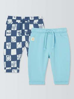 John Lewis Baby Lightweight Joggers, Pack of 2, Multi, Multi