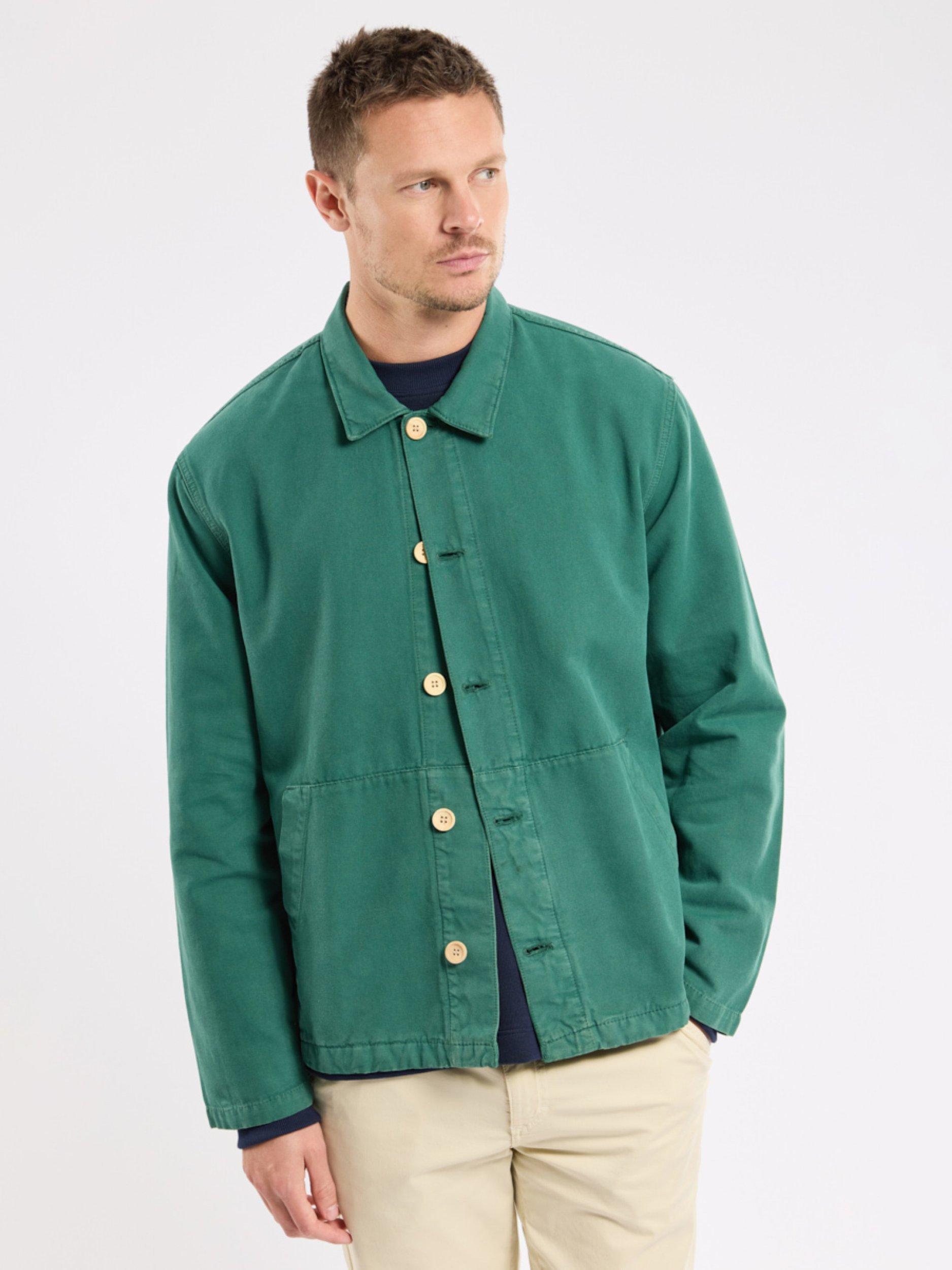 Product image 1 of 6, which shows Armor Lux Cotton Canvas Jacket, Dark Ivy, S
