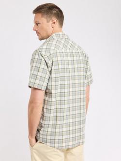 Armor Lux Cotton with Linen Regular Fit Check Shirt, Carreaux Ivy/Waterfa - view 2, Carreaux Ivy/Waterfa