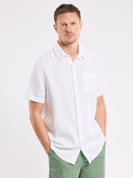 Armor Lux Linen Regular Fit Short Sleeve Shirt, Blanc, Blanc