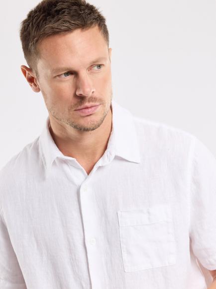 Armor Lux Linen Regular Fit Short Sleeve Shirt, Blanc - view 2, Blanc