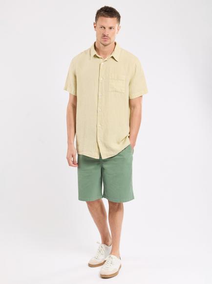 Armor Lux Linen Regular Fit Short Sleeve Shirt, Gravel - view 2, Gravel
