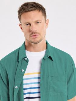 Armor Lux Linen Regular Fit Short Sleeve Shirt, Dark Ivy - view 2, Dark Ivy