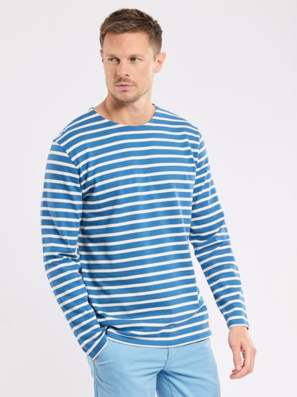 Armor Lux Cotton Striped Long Sleeve T-Shirt, Dark Blue/Nature - view 2, Dark Blue/Nature