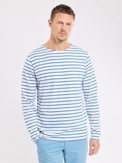 Armor Lux Cotton Striped Long Sleeve T-Shirt, Blanc/Dark Blue, Blanc/Dark Blue