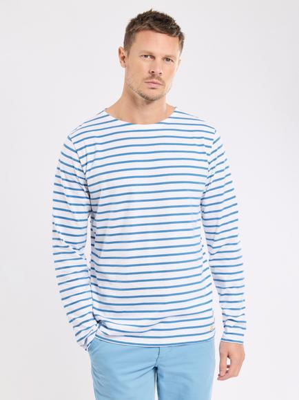 Armor Lux Cotton Striped Long Sleeve T-Shirt, Blanc/Dark Blue, Blanc/Dark Blue