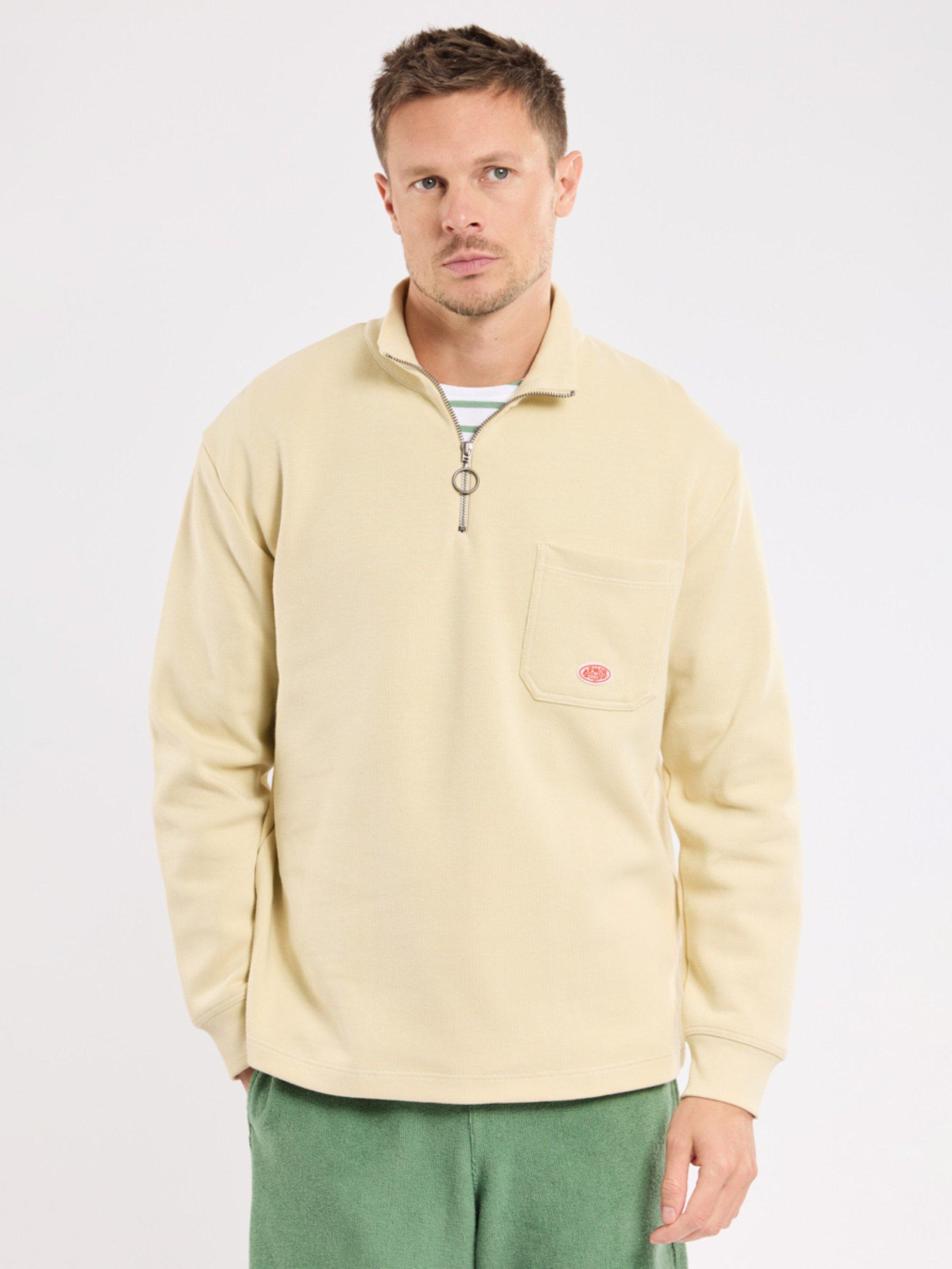 Product image 3 of 4, which shows Armor Lux Cotton Half-Zip Sweatshirt, Gravel, S