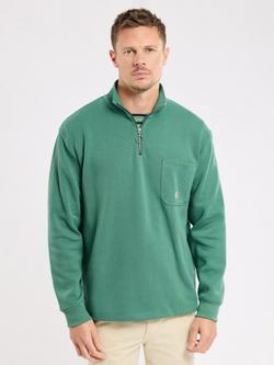 Armor Lux Cotton Half-Zip Sweatshirt, Dark Ivy, Dark Ivy