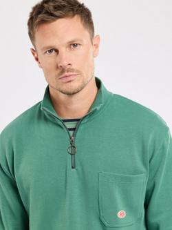 Armor Lux Cotton Half-Zip Sweatshirt, Dark Ivy - view 2, Dark Ivy