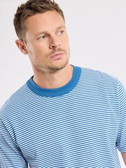 Armor Lux Cotton Regular Fit Short Sleeve Stripe T-Shirt, Dark Blue/Blanc - view 2, Dark Blue/Blanc