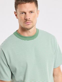 Armor Lux Cotton Regular Fit Short Sleeve Stripe T-Shirt, Ivy/Blanc - view 2, Ivy/Blanc